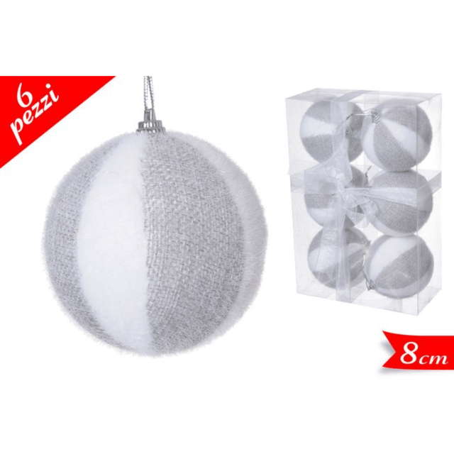 Μπάλα Ασημί 8cm 6τμχ. Βελούδινες Χριστουγεννιάτικη Art.559261 Golden Hill