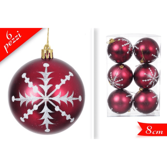 Μπάλα Κόκκινη 8cm 6τμχ. Χριστουγεννιάτικη Με Σχέδιο Art.692110 Golden Hill