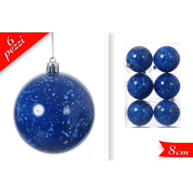 Μπάλα Μπλέ 8cm 6τμχ. Με Σχέδιο Χριστουγεννιάτικη Art.692175 Golden Hill