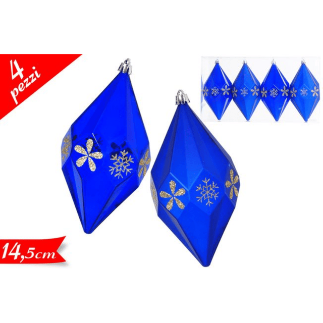 Μπάλα Μπλέ 14,5cm 4τμχ. Πολύγωνο Χριστουγεννιάτικη Art.700028 Golden Hill
