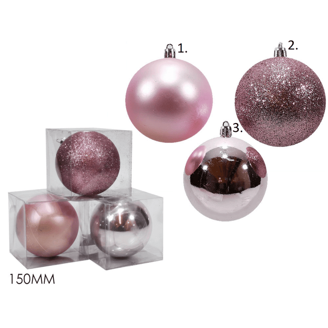 Μπάλα Ροζ 15cm Πλαστική Χριστουγεννιάτικη General Trade