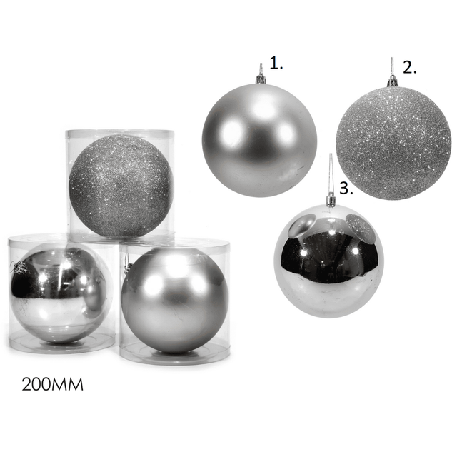 Μπάλα Ασημί 20cm Πλαστική Χριστουγεννιάτικη General Trade