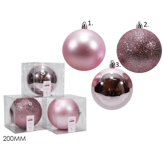 Μπάλα Ροζ 20cm Πλαστική Χριστουγεννιάτικη General Trade