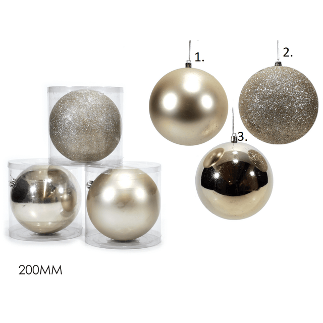 Μπάλα Σαμπανί 20cm Πλαστική Χριστουγεννιάτικη General Trade