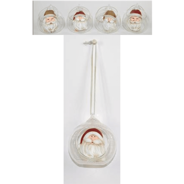 Μπάλα Διάφανη 8cm Γυάλινη με Κόκκινο Άγιο Βασίλη Χριστουγεννιάτικη