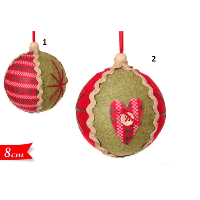 Μπάλα Δίχρωμη 8cm Υφασμάτινη Χριστουγεννιάτικη Με Σχέδιο Art.620010 Golden Hill