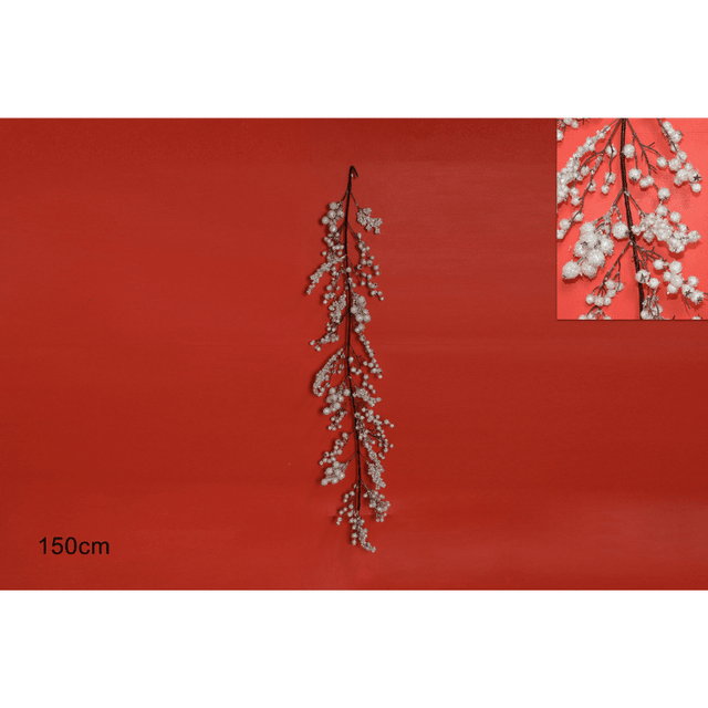 Χριστουγεννιάτικο Διακοσμητικό Κλαδί Λευκό με Γκλίτερ 150cm Welkhome