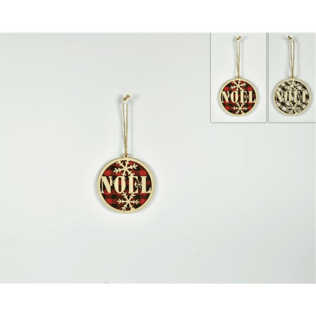 Χριστουγεννιάτικο Κρεμαστό Ξύλινο Στολίδι με Επιγραφή ''NOEL'' 11cm ART. BMS22-033 Welkhome