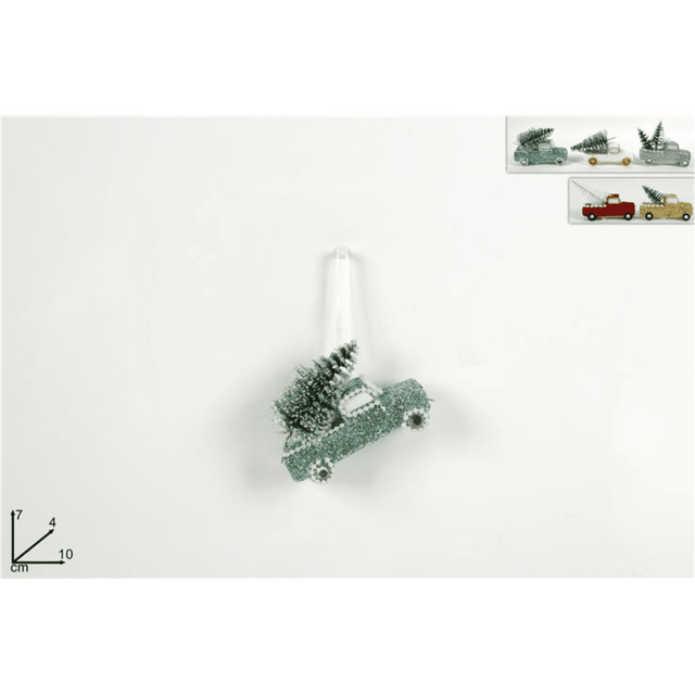 Χριστουγεννιάτικο Κρεμαστό Στολίδι Πλαστικό Φορτηγάκι 7x4x10cm Welkhome