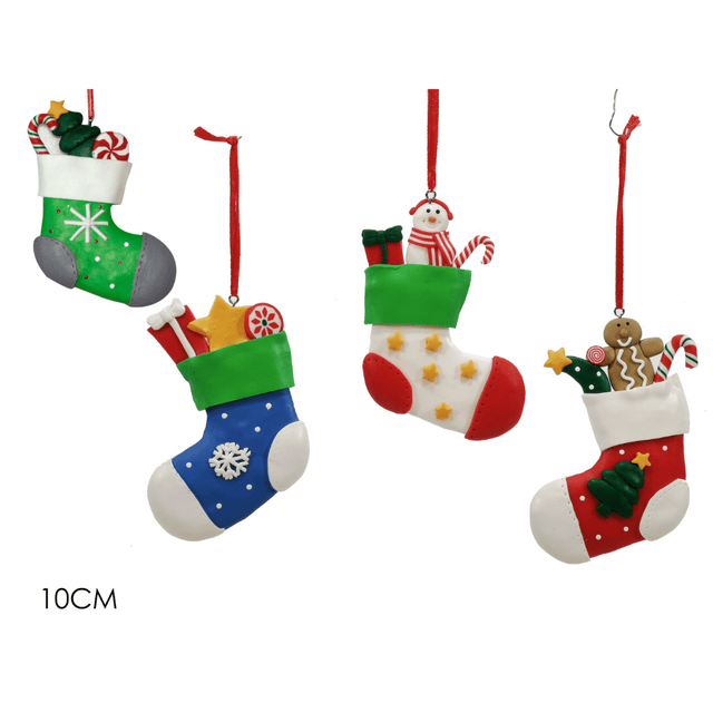 Χριστουγεννιάτικο Στολίδι Κρεμαστή Κάλτσα Πλαστικό 10cm