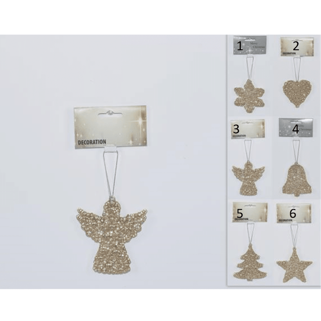 Χριστουγεννιάτικο Στολίδι Σετ 2Τεμ 9cm Κρεμαστό Πλαστικό Χρυσό Διάφορα Σχέδια Welkhome