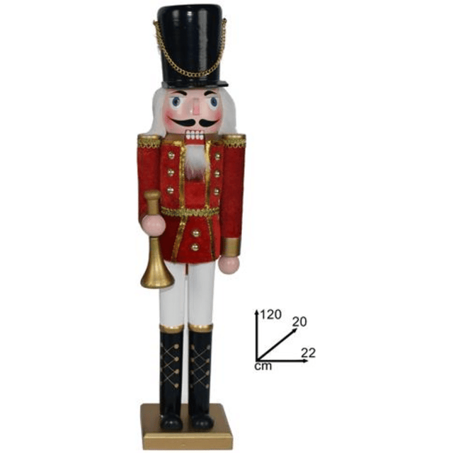 Χριστουγεννιάτικος Καρυοθραύστης Κόκκινος Ξύλινος 22x20x120cm Welkhome