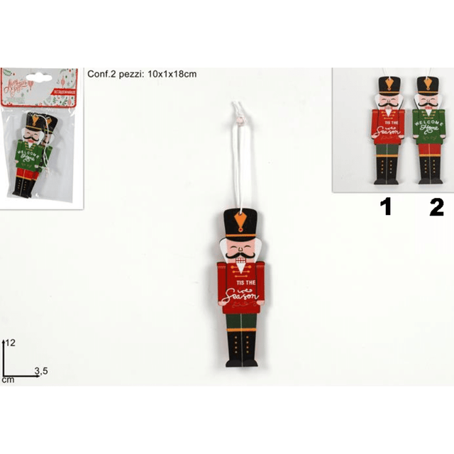 Χριστουγεννιάτικος Καρυοθραύστης 2τμχ Κόκκινος Ξύλινος 12x3.5cm ART.SHY-W13311R Welkhome