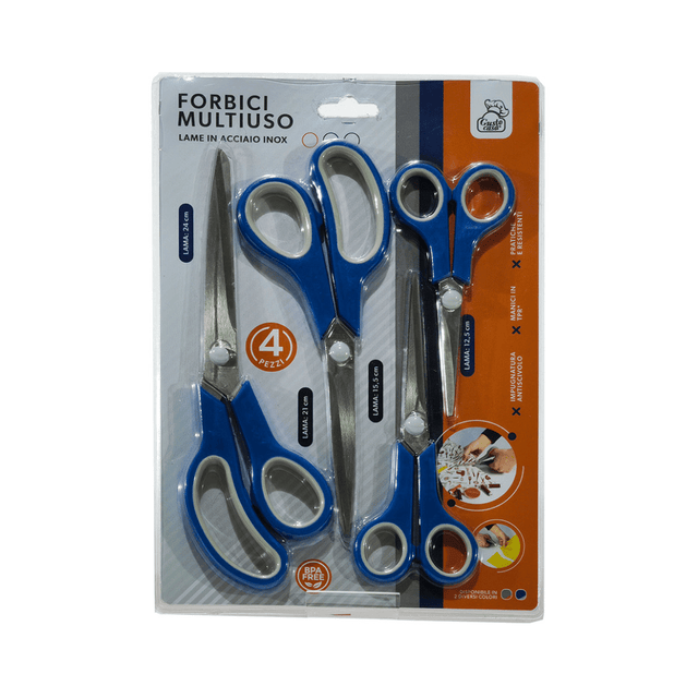Ψαλίδια Σετ 4τμχ. με Μεταλλική Λεπίδα Χρώμα Μπλε Art.727118 General Trade