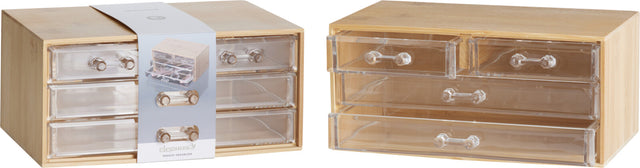 Συρταριέρα Οργάνωσης Μake up με 4 συρτάρια, από Ξύλο Μπαμπού, 23.3x15.2x10.1cm