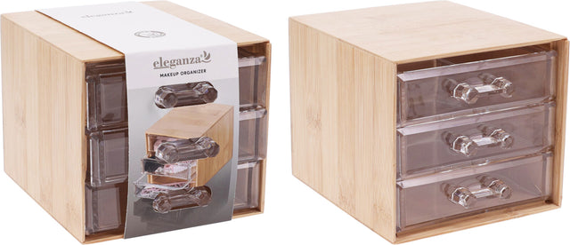 Συρταριέρα Οργάνωσης Μake up με 3 συρτάρια, από Ξύλο Μπαμπού, 15.2x12.2x10.3cm