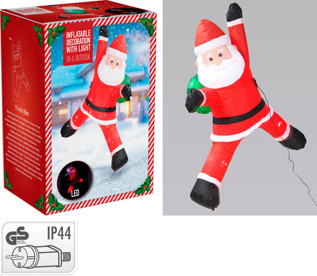 Χριστουγεννιάτικος Φουσκωτός Άγιος Βασίλης Φωτιζόμενος με LED Κρεμαστός 120cm