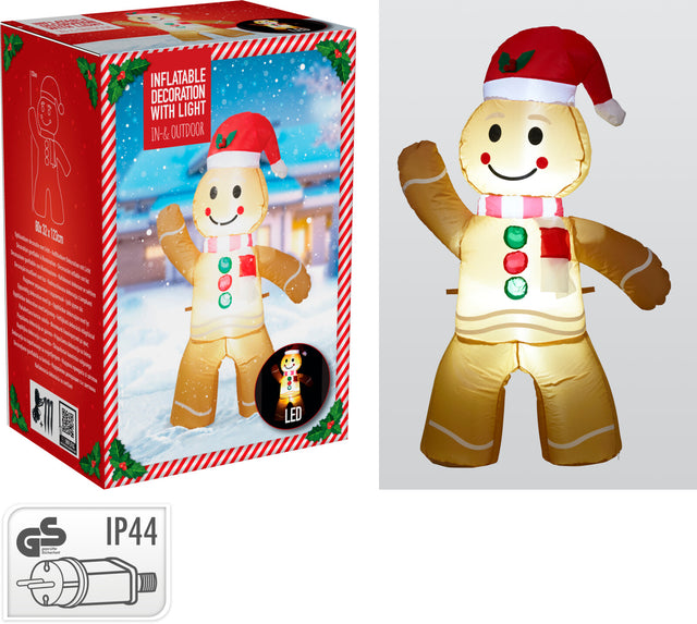 Χριστουγεννιάτικο Φουσκωτό Gingerbread Φωτιζόμενο Mε LED 123cm