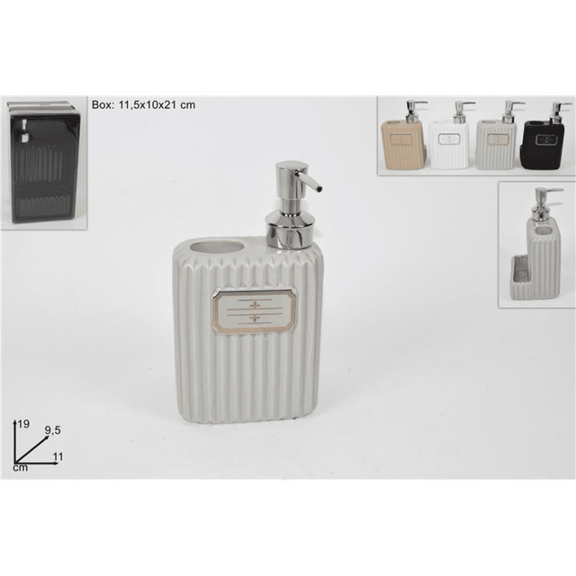 Dispenser-Αντλία Κρεμοσάπουνου Κεραμικό Με 2 Θήκες 19×9,5×11cm Welkhome