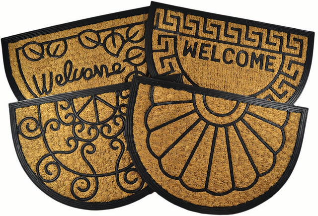 Πατάκι Εισόδου από Κοκοφοίνικα Και καουτσούκ Καφε Ημίκυκλο 40x60cm E-0081 Sidirela