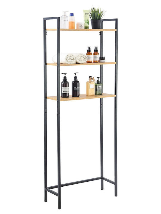 Ραφιέρα Ξύλινη Επιδαπέδια 63x24x163cm Μαύρη Sidirela E-4605