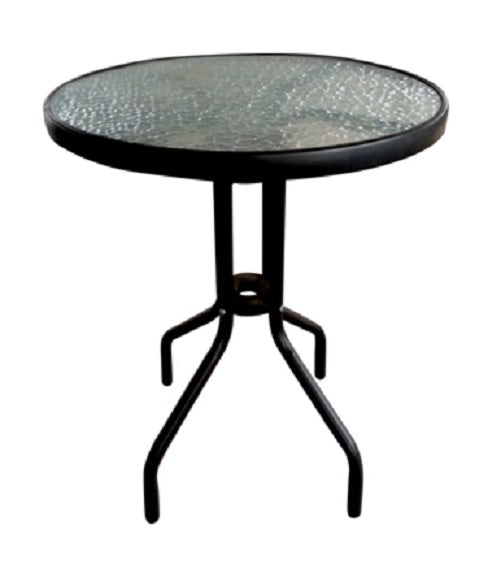 Τραπέζι Μεταλλικό Φ60x70cm Με Τζάμι Ασφαλείας Στρογγυλό Μαύρο