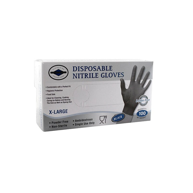 Γάντια Εργασίας Μιας Χρήσης Νιτριλίου (X-Large) Μαύρο 100τμχ. (Θαλασσινός)