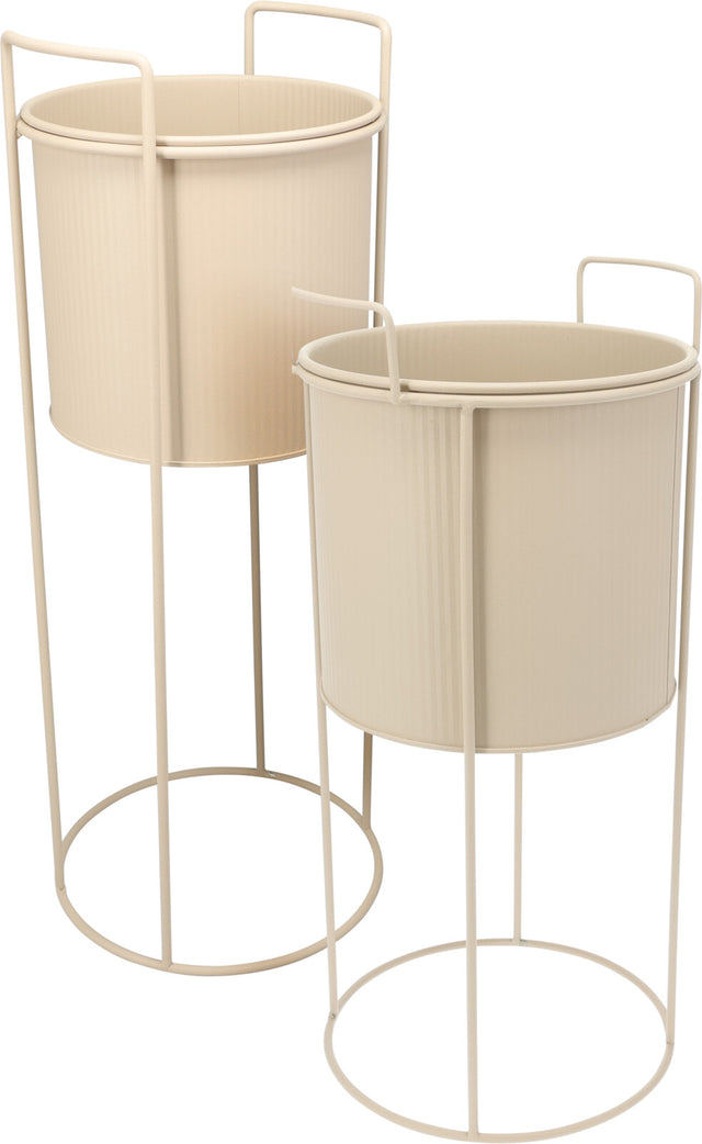 Μεταλικό Κασπώ με Βάση Σετ 2/τεμ Μπέζ Χρώμα