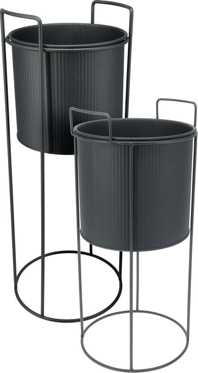 Μεταλλικό Κασπώ σε Βάση Σετ 2/τεμ Μαύρο Χρώμα