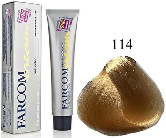 Farcom Hair Color Cream Βαφή Μαλλιών (60ml) N=114 Ξανθό Μελί