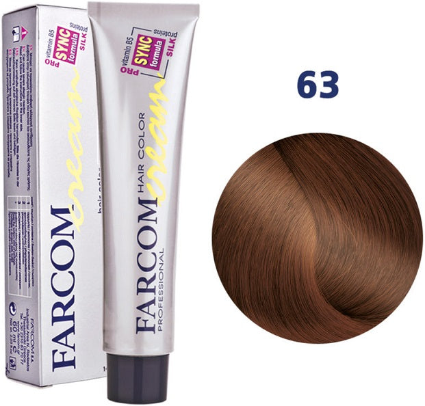 Farcom Hair Color Cream Βαφή Μαλλιών (60ml) N=63 Ξανθό Σκούρο Χάλκινο