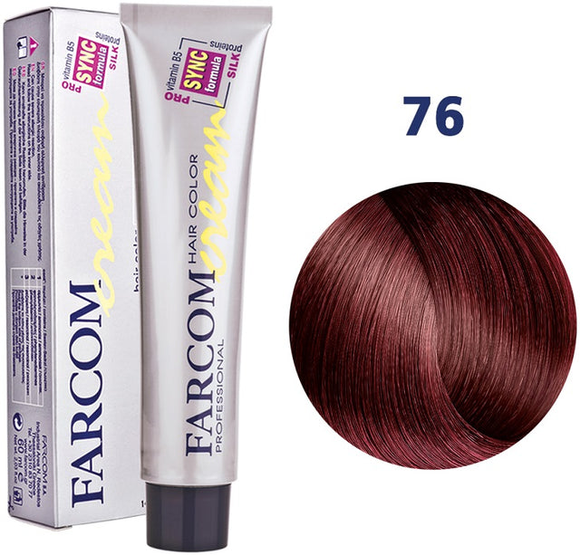Farcom Hair Color Cream Βαφή Μαλλιών (60ml) N=76 Ξανθό Σκούρο Χάλκινο Ιριζέ