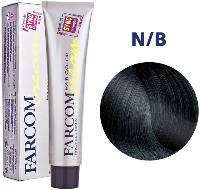 Farcom Hair Color Cream Βαφή Μαλλιών (60ml) N=N/B Μαύρο Μπλε