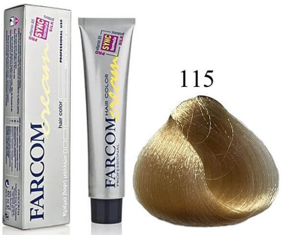 Farcom Hair Color Cream Βαφή Μαλλιών (60ml) Ν=115 Ξανθό Πολύ Ανοιχτό της Σαμπάνιας