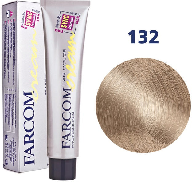 Farcom Hair Color Cream Βαφή Μαλλιών (60ml) Ν=132 Ξανθό Πολύ Ανοιχτό Μπεζ