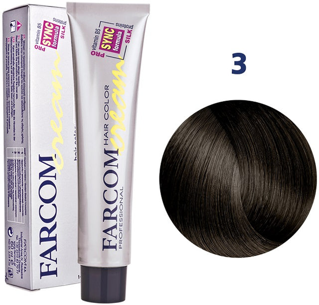 Farcom Hair Color Cream Βαφή Μαλλιών (60ml) Ν=3 Καστανό Σκούρο