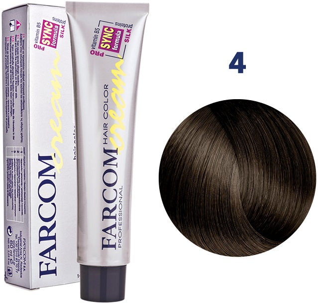 Farcom Hair Color Cream Βαφή Μαλλιών (60ml) Ν=4 Καστανό