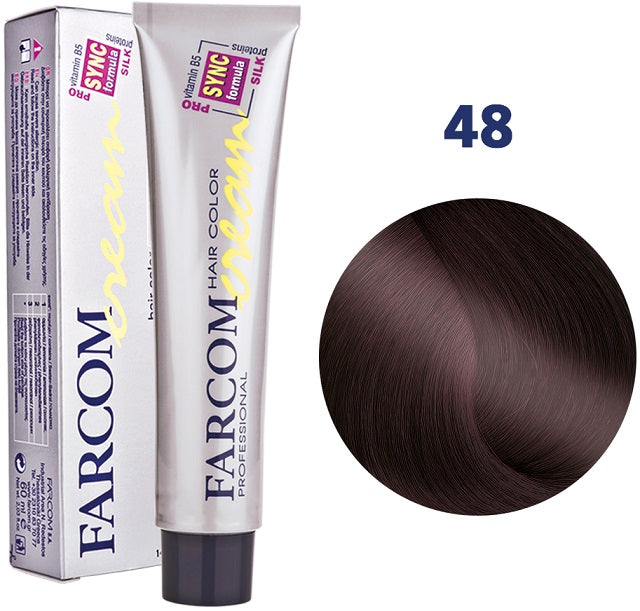 Farcom Hair Color Cream Βαφή Μαλλιών (60ml) Ν=48 Καστανό Χάλκινο Ακαζού
