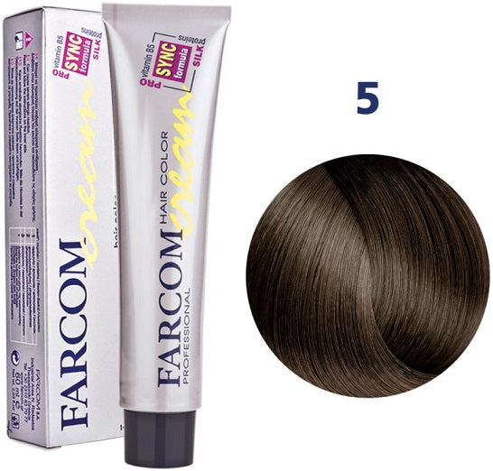 Farcom Hair Color Cream Βαφή Μαλλιών (60ml) Ν=5 Καστανό Ανοιχτό