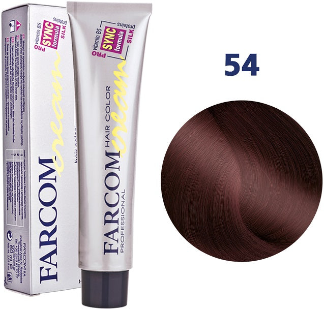 Farcom Hair Color Cream Βαφή Μαλλιών (60ml) Ν=54 Βαθύ Καστανό Κόκκινο