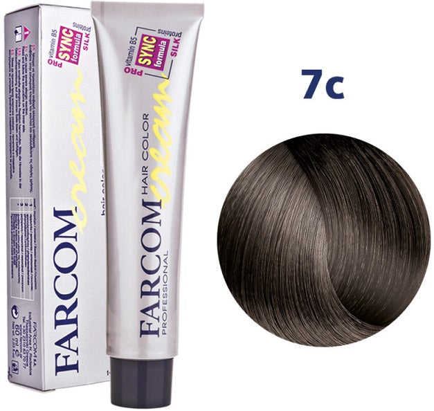 Farcom Hair Color Cream Βαφή Μαλλιών (60ml) N=7C Ξανθό Σαντρέ