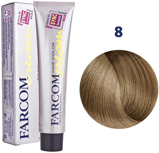 Farcom Hair Color Cream Βαφή Μαλλιών (60ml) Ν=8 Ξανθό Ανοιχτό