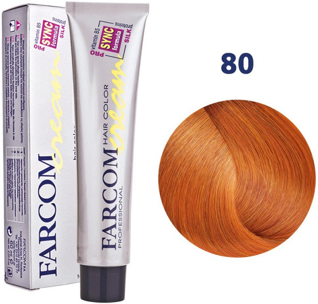 Farcom Hair Color Cream Βαφή Μαλλιών (60ml) Ν=80 Ξανθό Χάλκινο Βαθύ