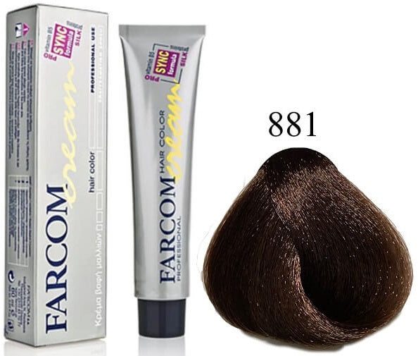 Farcom Hair Color Cream Βαφή Μαλλιών (60ml) Ν=881 Καστανό Ανοιχτό Χρυσαφί