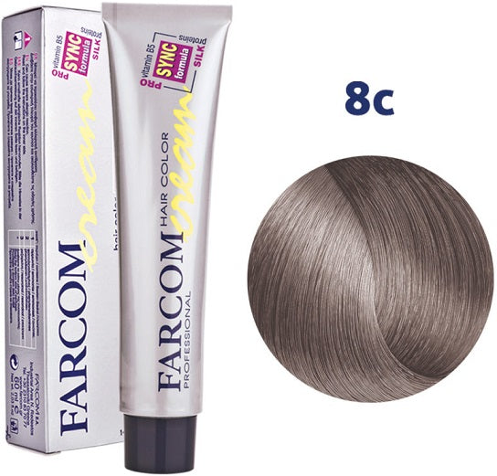 Farcom Hair Color Cream Βαφή Μαλλιών (60ml) N=8C Ξανθό Ανοιχτό Σαντρέ