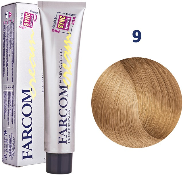 Farcom Hair Color Cream Βαφή Μαλλιών (60ml) Ν=9 Ξανθό Πολύ Ανοιχτό