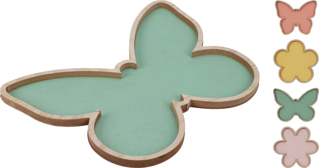 Δίσκος Ξύλινος σε Σχήμα Λουλούδι/Πεταλούδα 30x15cm Διάφορα Χρώματα