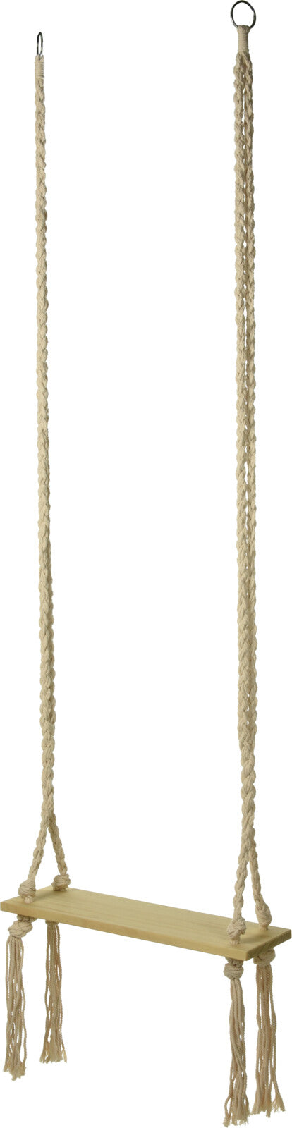 Κούνια Κρεμαστή Ξύλινη 20x55cm με Σχοινί Μακραμέ