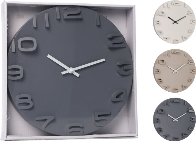 Ρολόι Τοίχου Πλαστικό D30CM 3 Χρώματα