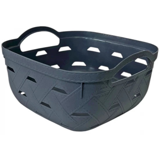 Καλάθι Τακτοποίησης Πλαστικό Τετράγωνο με Χερούλια Γκρί 25x25x13,7cm TnS